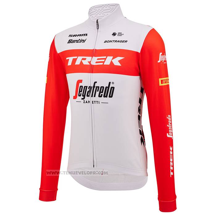 2023 Maillot Cyclisme Trek Segafredo Orange Blanc Manches Longues et Cuissard